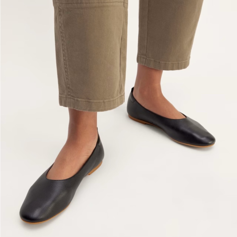 Everlane Black Leather Ballet Flats